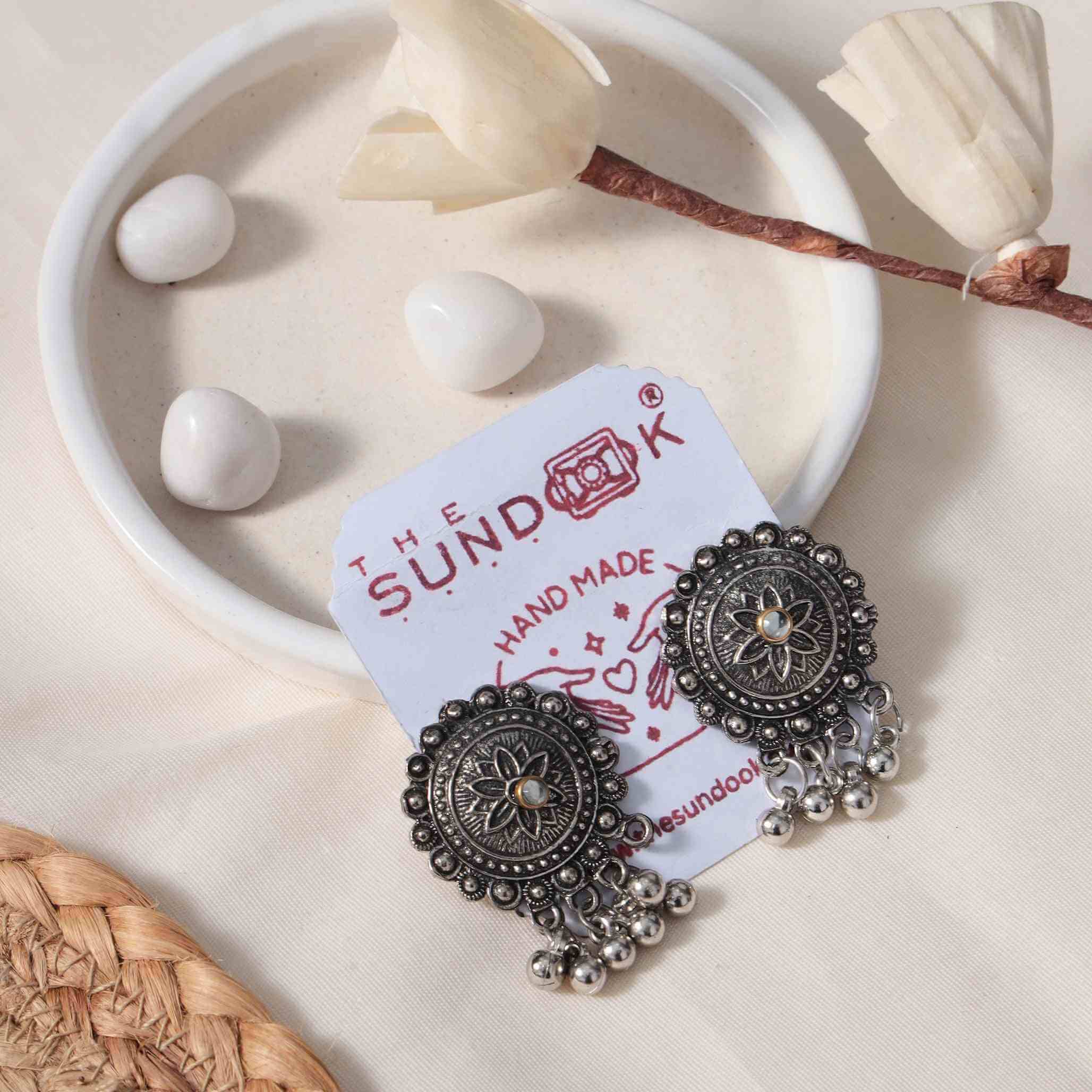 Arya Silver Oxidized Choker Necklace Set