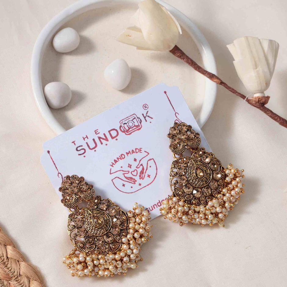 Saumya Gold Enamel Drop Earrings