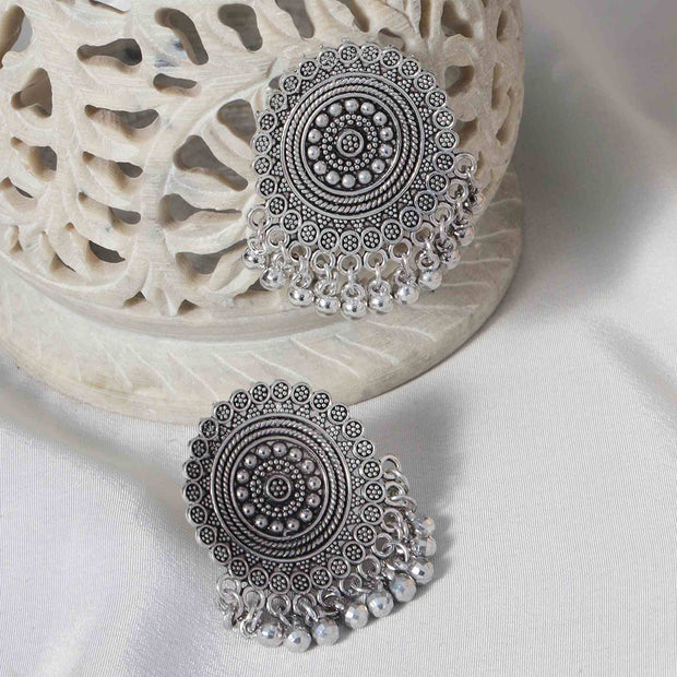 Swara Silver Oxidized Stud Earrings