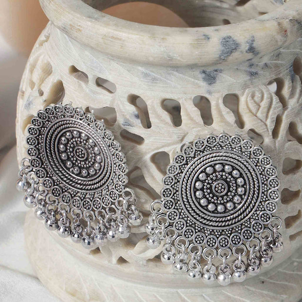 Swara Silver Oxidized Stud Earrings