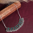 Kaushiki Pink & Green Stone Silver Oxidized Choker Set