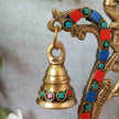 Peacock Trinity Stone Brass Diya with Bell