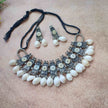 Aadhya Kaudi Silver Oxidized Choker Set