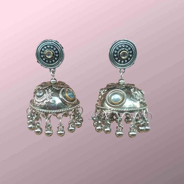 AAROHI SILVER OXIDIZED GHUNGROO JHUMKI