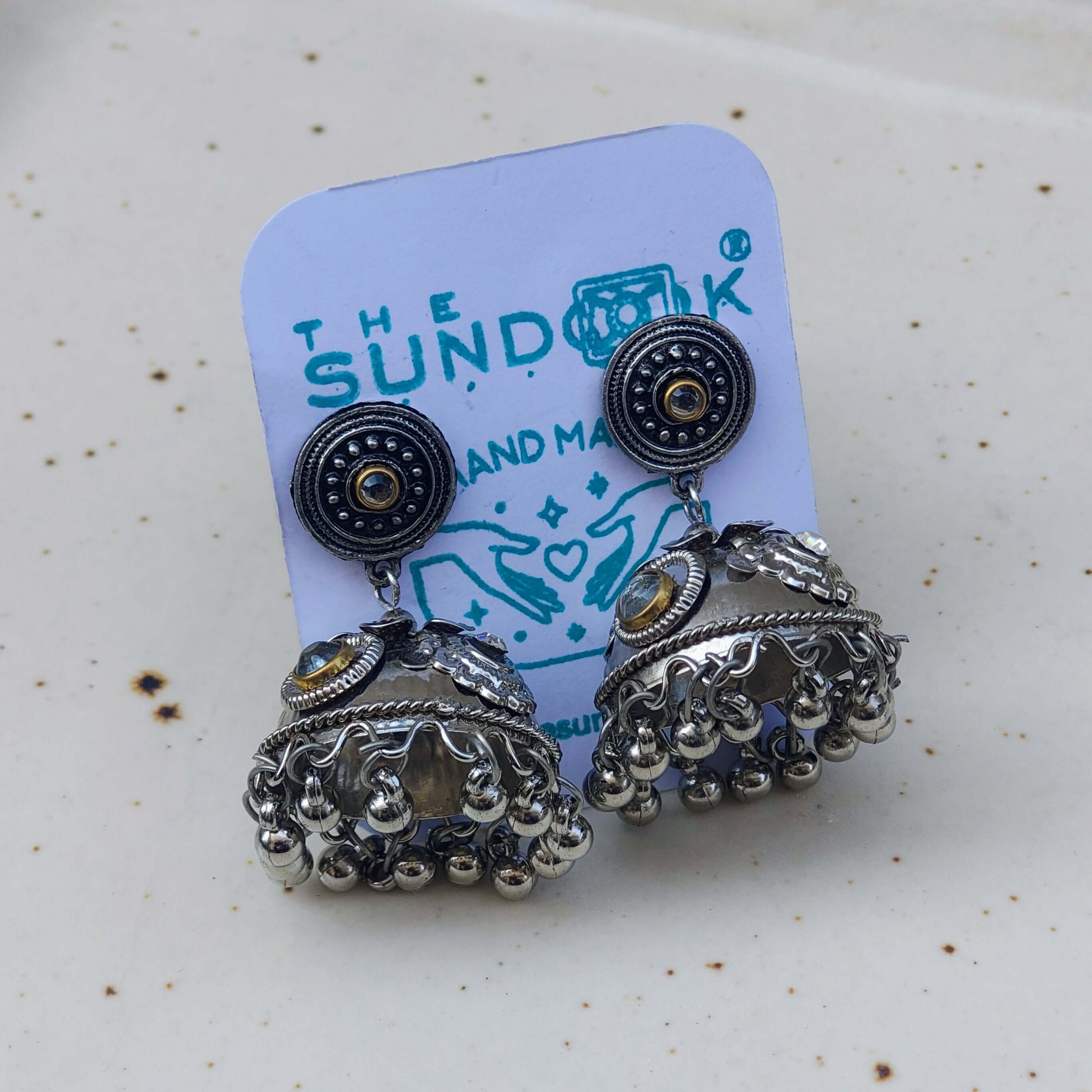 AAROHI SILVER OXIDIZED GHUNGROO JHUMKI