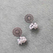 ANVI PEARL SILVER OXIDIZED STUD JHUMKI EARRINGS