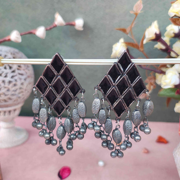 APEKSHA SILVER OXIDIZED EARRINGS
