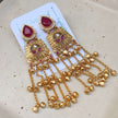 Aarna Kashmiri Gold Plated Earrings - Red