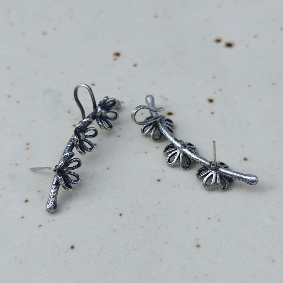 Bhuvi Silver Oxidized Earring Earcuffs