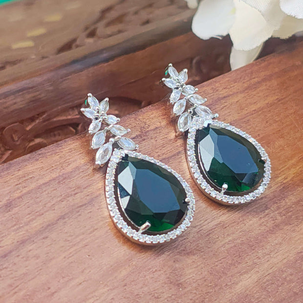 Clara Silver Plated AD Drop Earrings