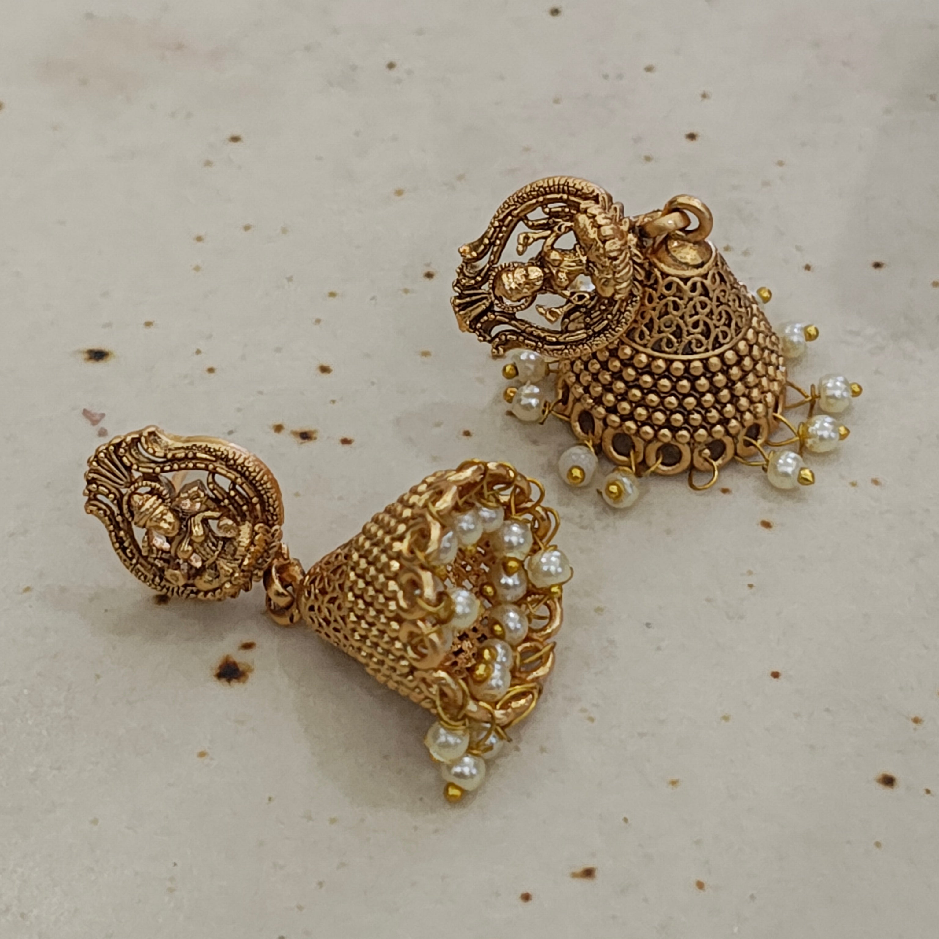 Dhriti Traditional Temple Jewellery Goddess Lakshmi Jhumka Earrings