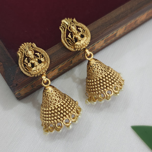 Dhriti Traditional Temple Jewellery Goddess Lakshmi Jhumka Earrings