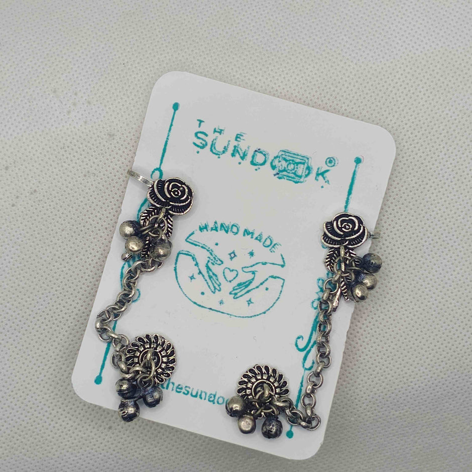 GULAB SILVER OXIDIZED EARRING EARCUFFS