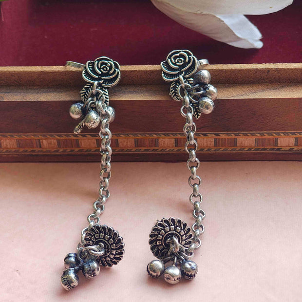 Gulab Silver Oxidized Earring Earcuffs