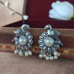 HANS PEARL SILVER OXIDIZED EARRINGS