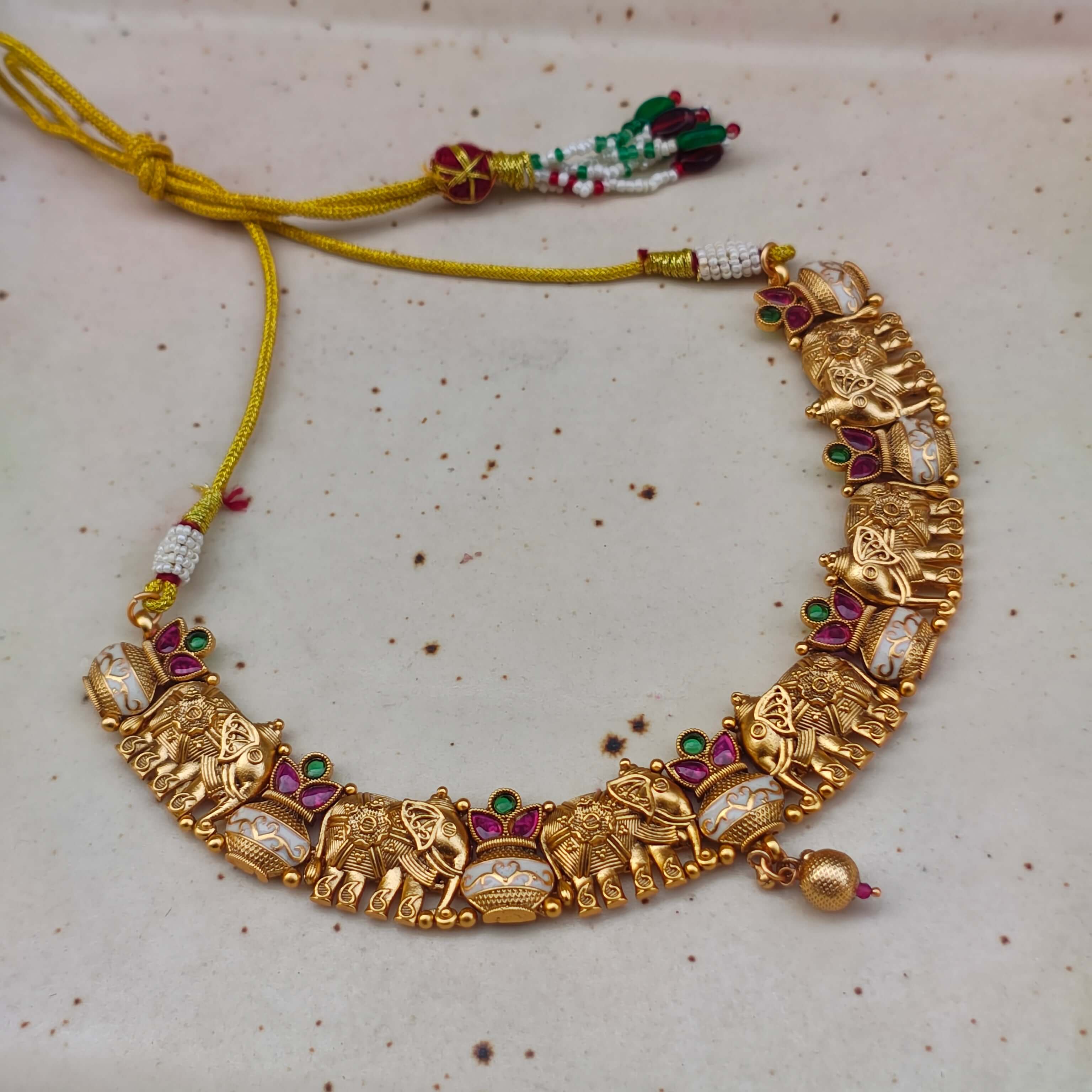 Harsha Gold Plated Heritage Gaj Necklace Set