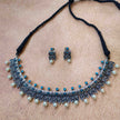Aashvi Pearl Silver Oxidized Necklace Set