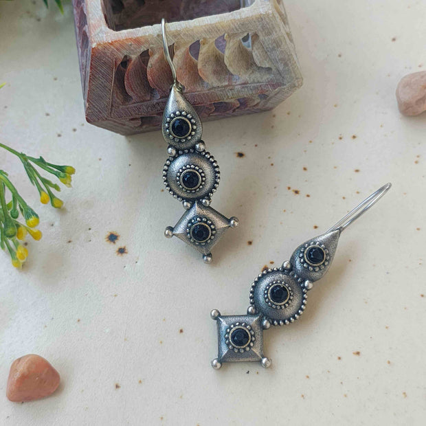 Imli Silver Oxidized Earrings - Black