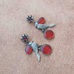 Nalini Silver Oxidized Earrings - Orange
