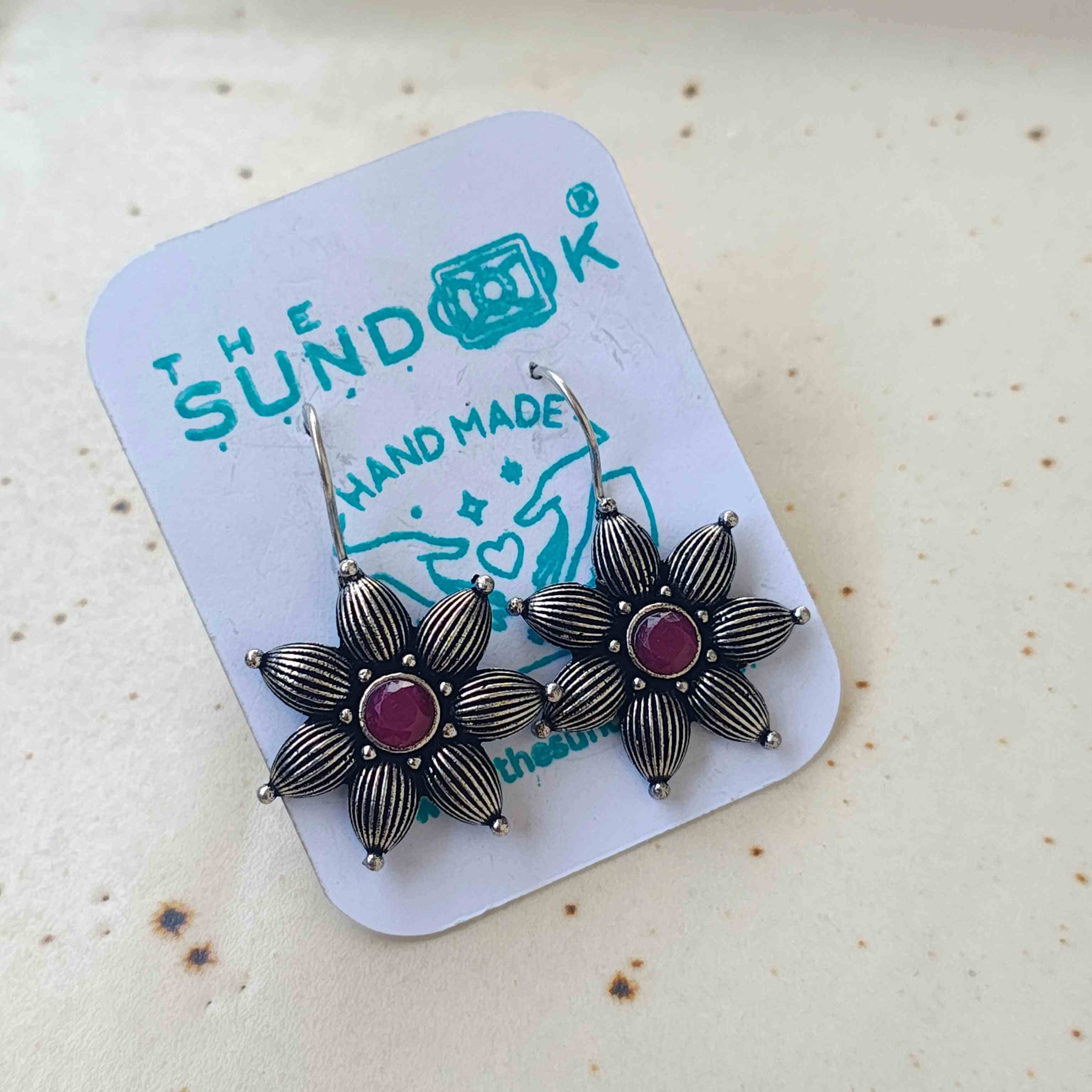 Ishani Floral Silver Oxidized Earrings