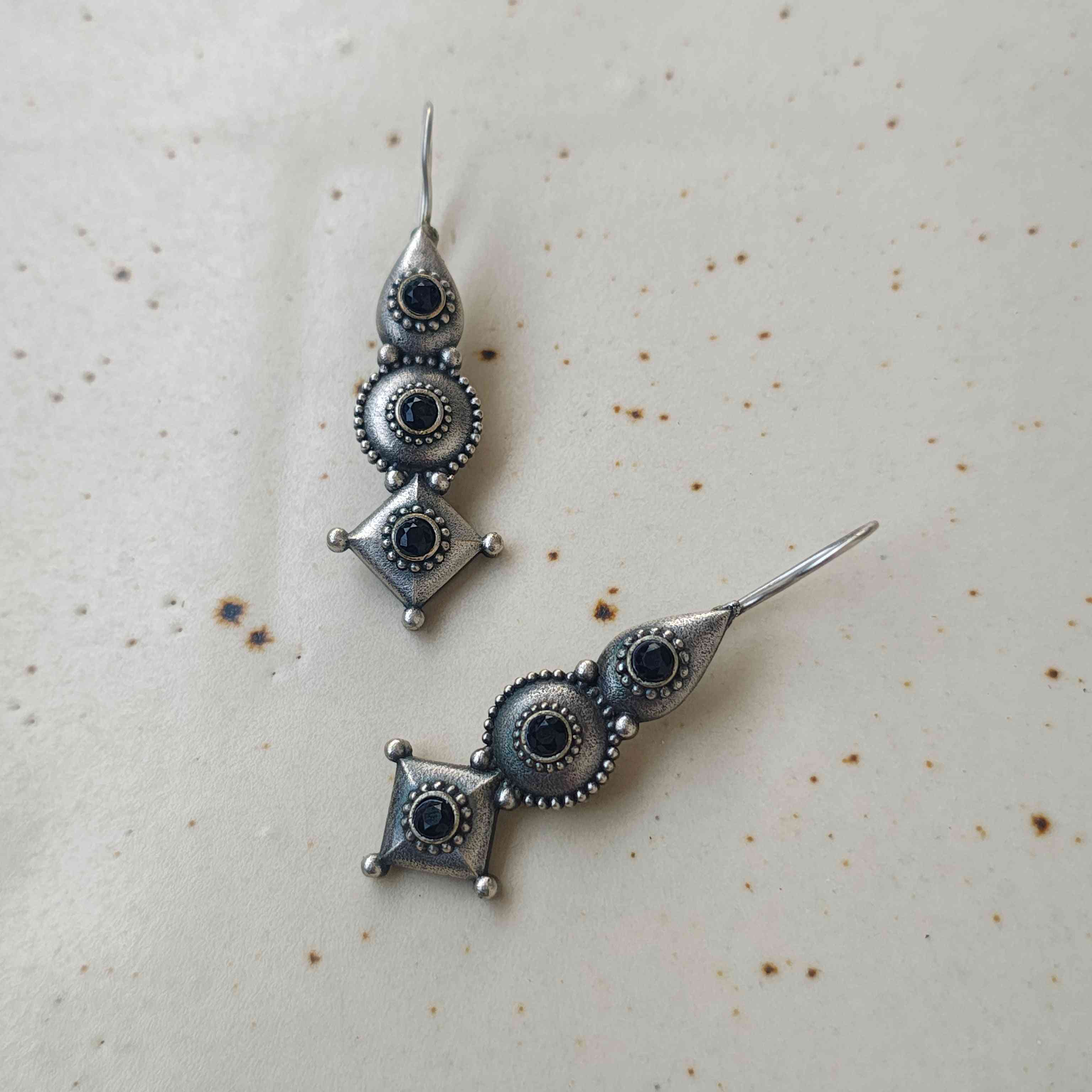Imli Silver Oxidized Earrings - Black