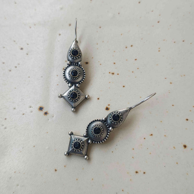 Imli Silver Oxidized Earrings - Black