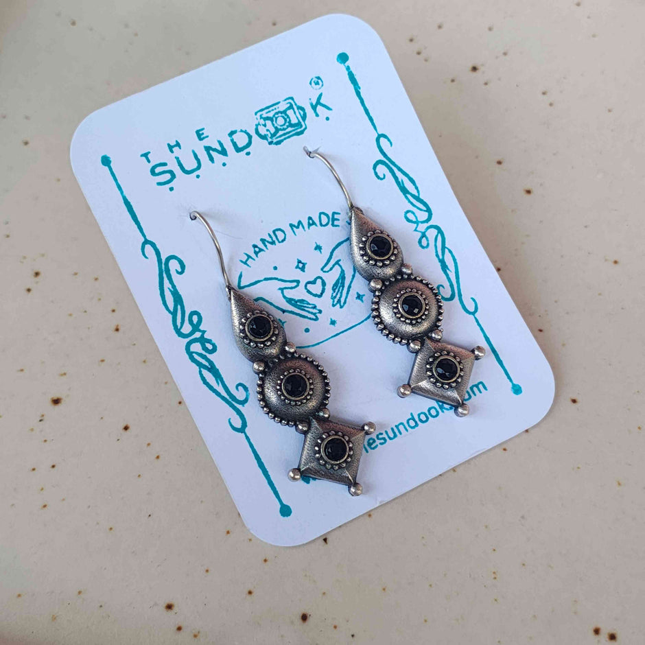 Imli Silver Oxidized Earrings - Black