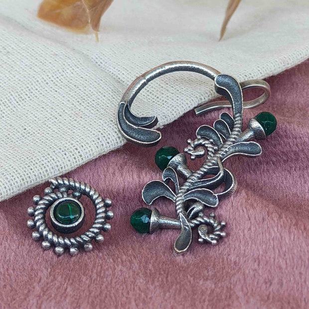 Tanvi Silver Oxidized Earring Earcuffs