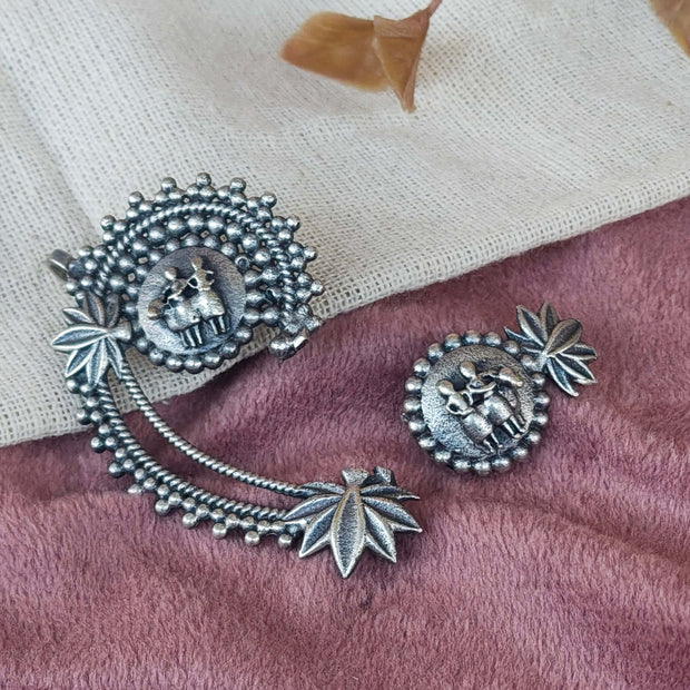 Trisha Silver Oxidized Earring Earcuffs