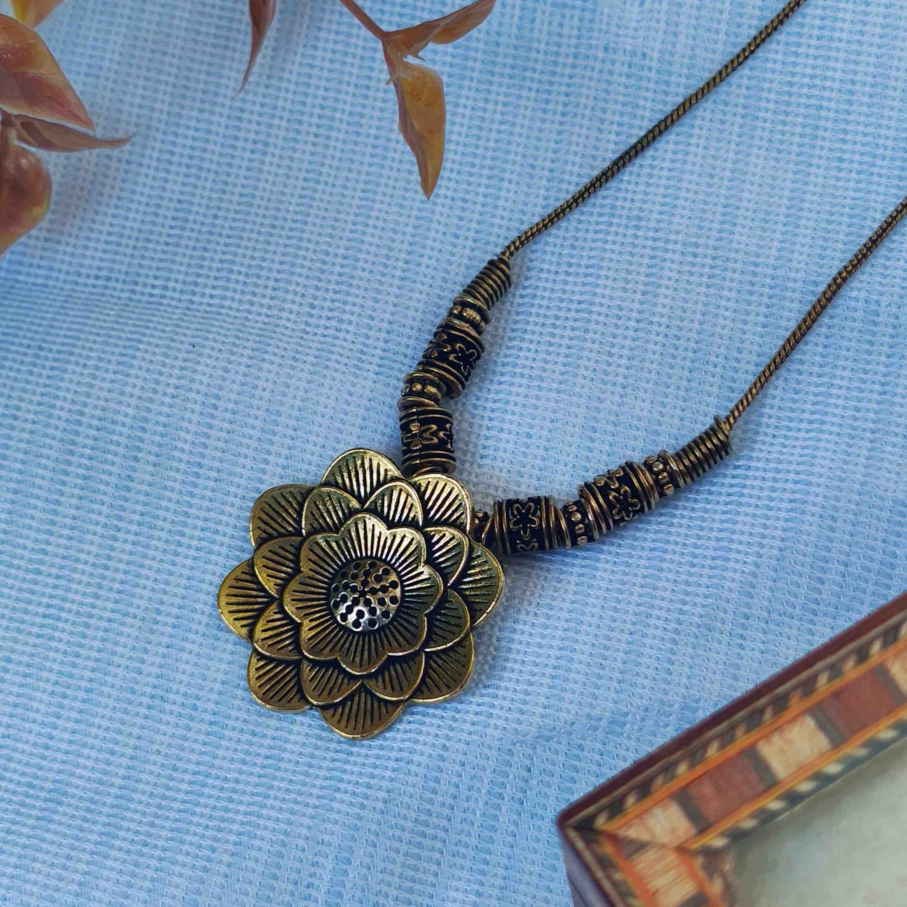 Aditi Gold Oxidized Chain Pendant