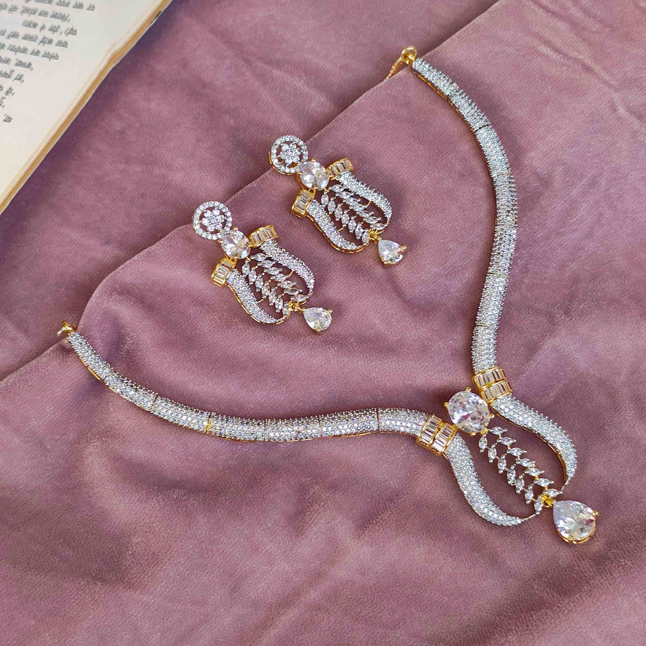 Nitara Gold Plated AD Hasli Set