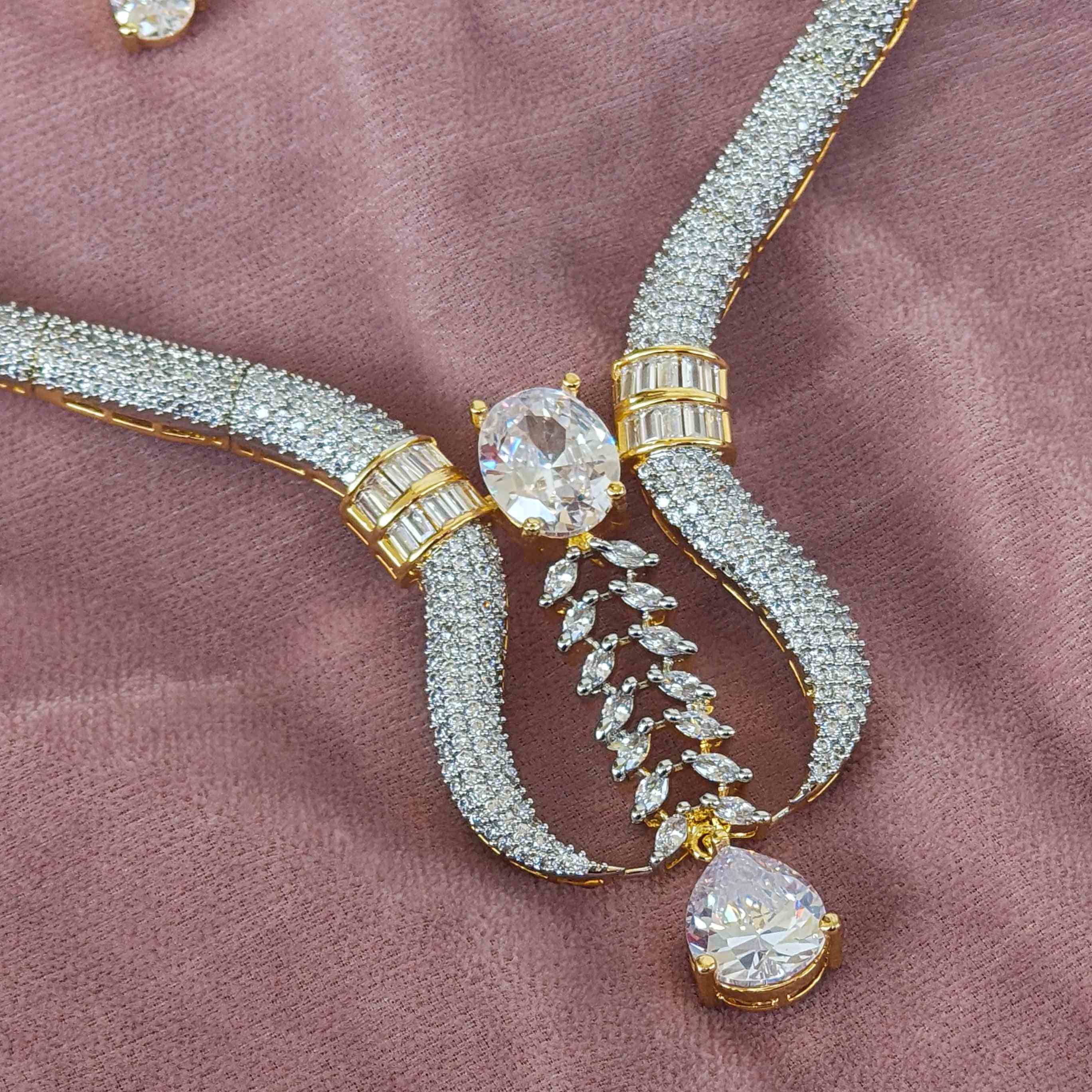 Nitara Gold Plated AD Hasli Set