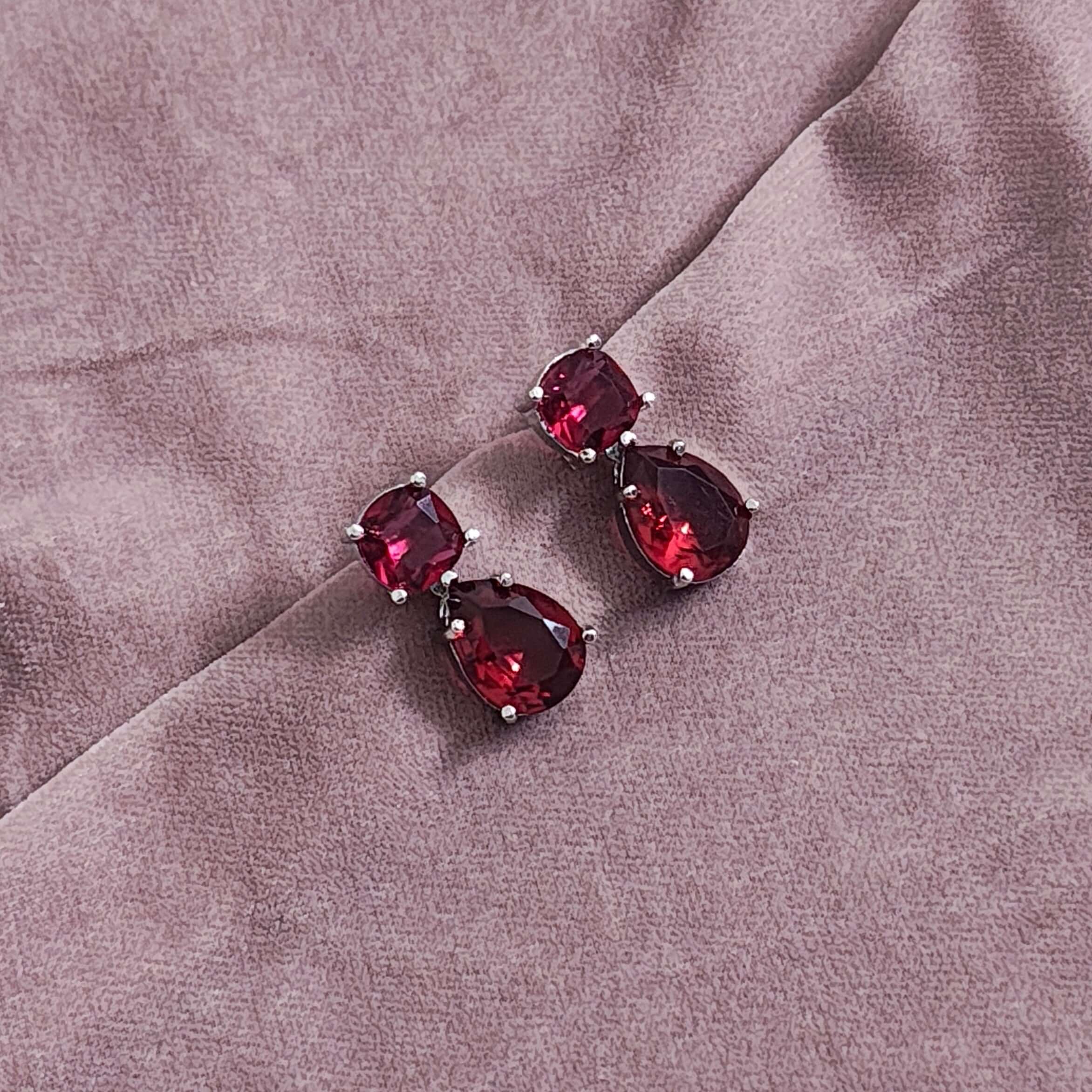 Kiara AD Necklace Set - Ruby Red