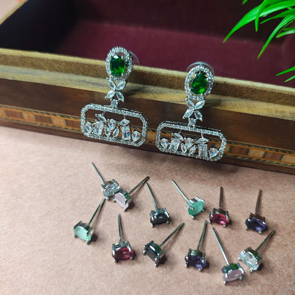 Devika Center Stone Interchangeable AD Earrings