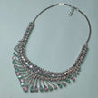 Raha Silver Tone AD Necklace Set - Mint Green and Pink