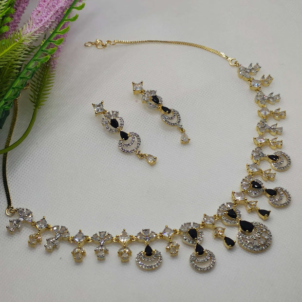 Ojashvi Gold Plated AD Necklace Set