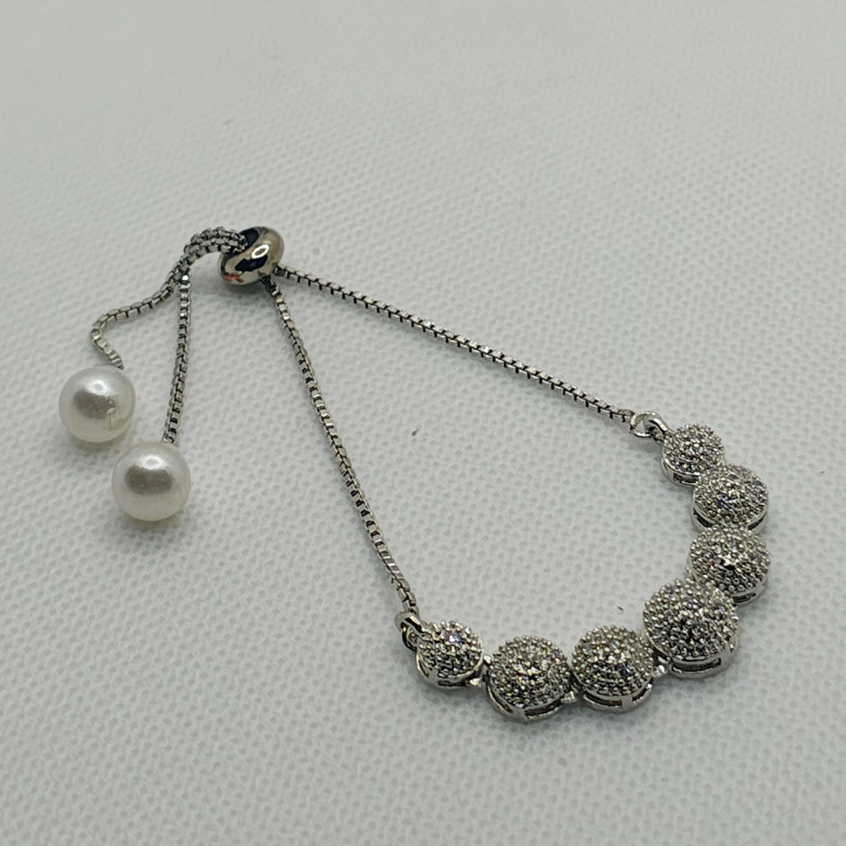 Ziva AD Necklace, Earring with Ring and Bracelet - Silver Plated