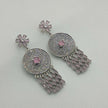 Upasna Silver Plated AD Earrings - Pink