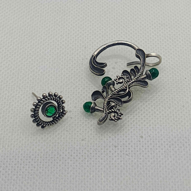 Tanvi Silver Oxidized Earring Earcuffs