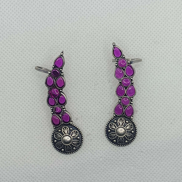 Ridhi Silver Oxidized Earring Earcuffs