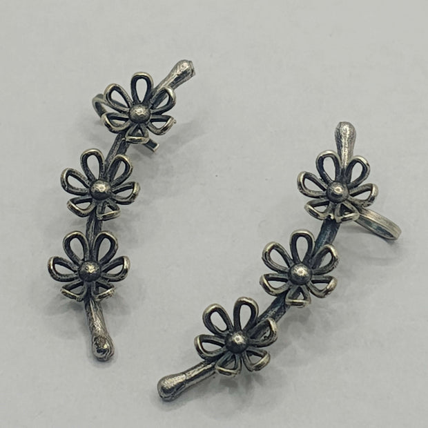 Bhuvi Silver Oxidized Earring Earcuffs
