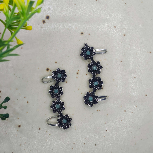 Jiya Silver Oxidized Earcuffs