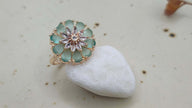Versha Gold Plated AD Rings - Mint Green