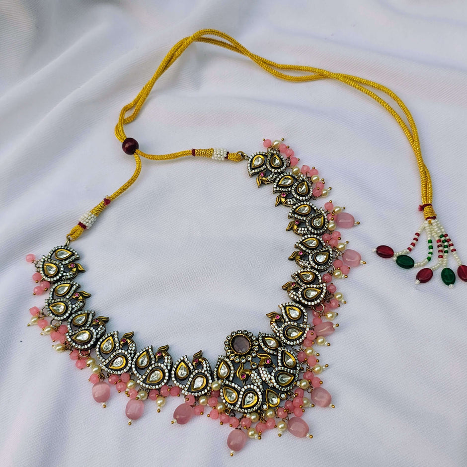 Shloka Pearl and Polki Necklace Set