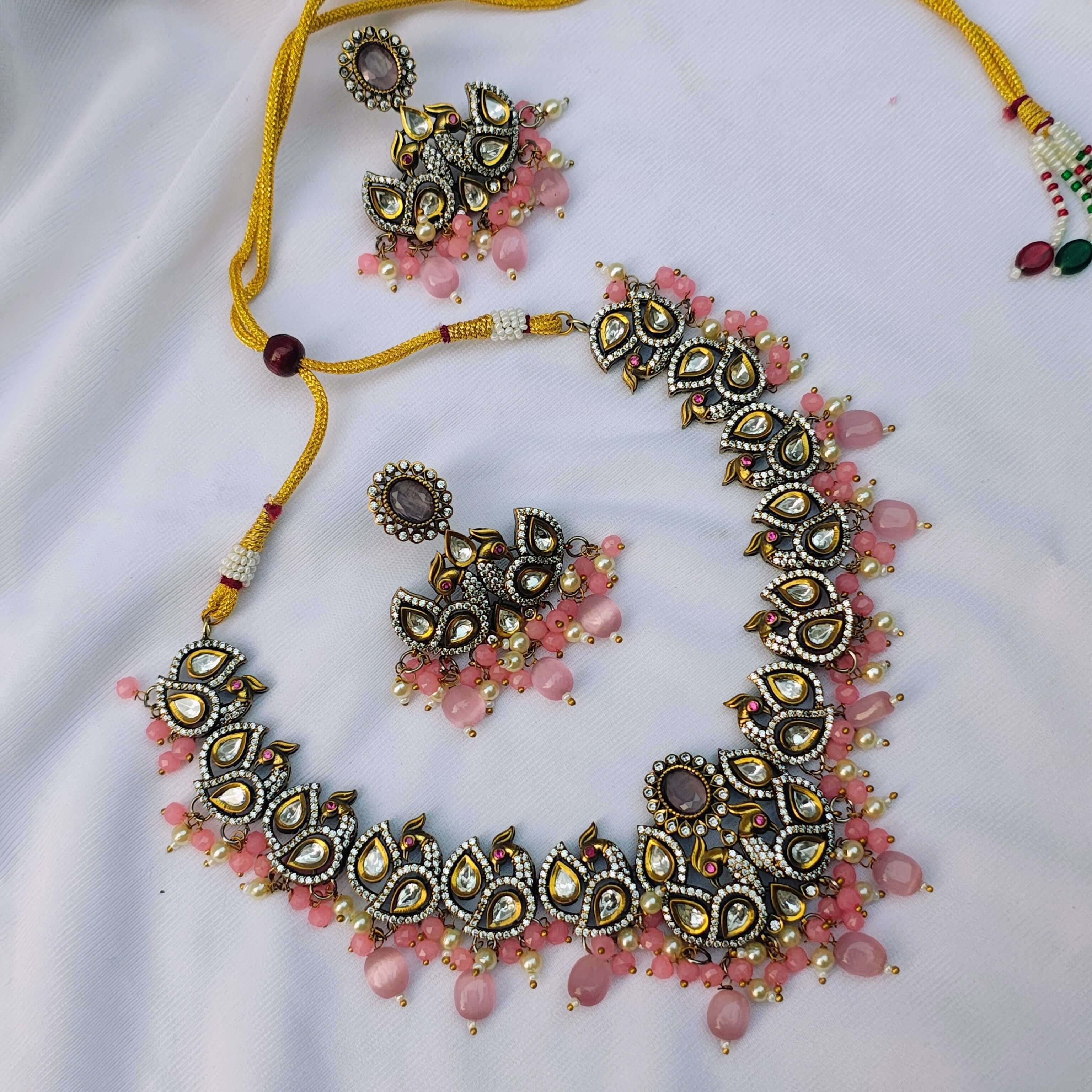 Shloka Pearl and Polki Necklace Set