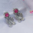 Riva Silver Plated AD Earrings - Ruby Red