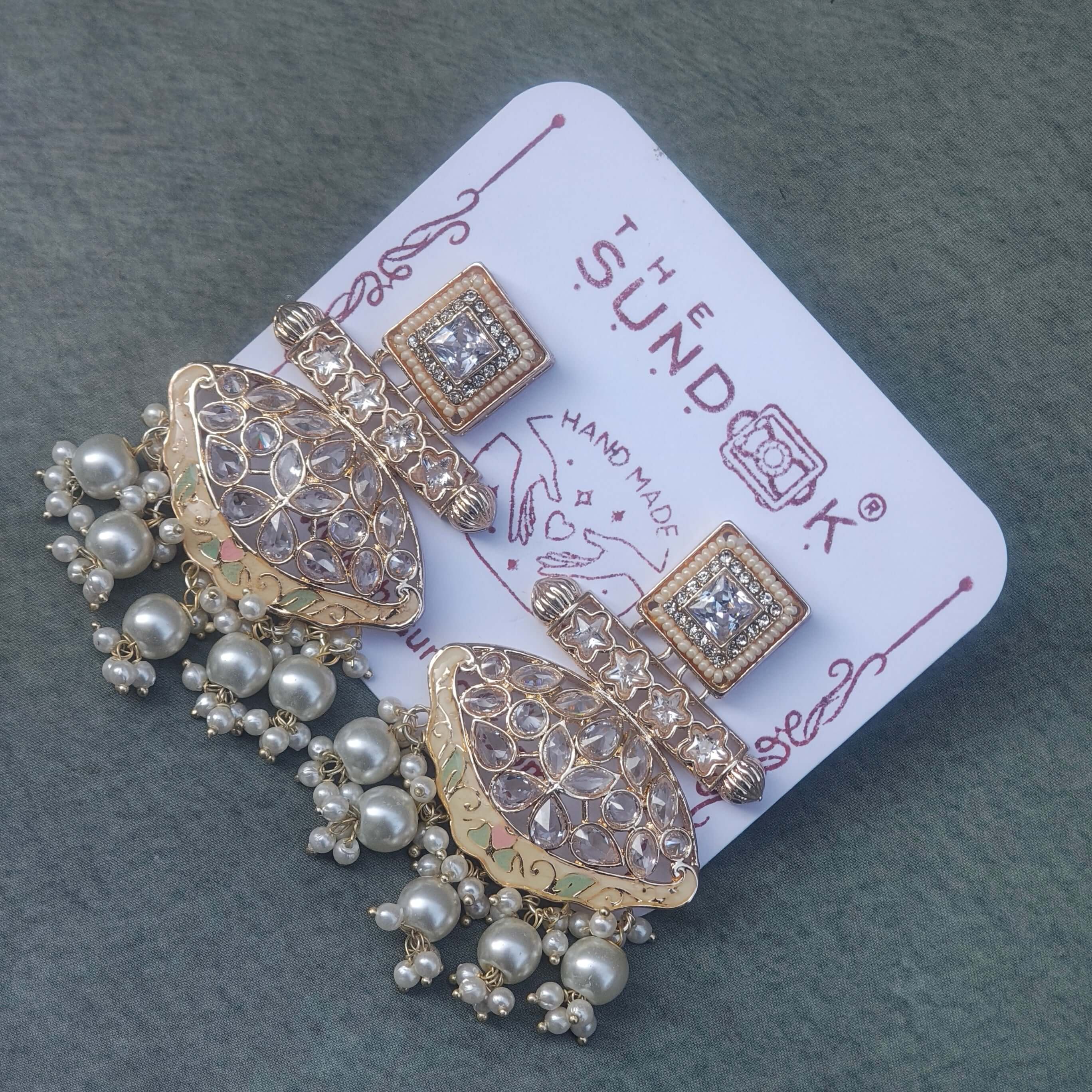 Gitanjali Pearl and Polki Long Necklace Set