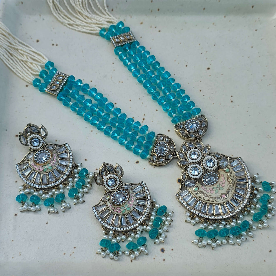 Parinita Pearl and Polki Long Necklace Set