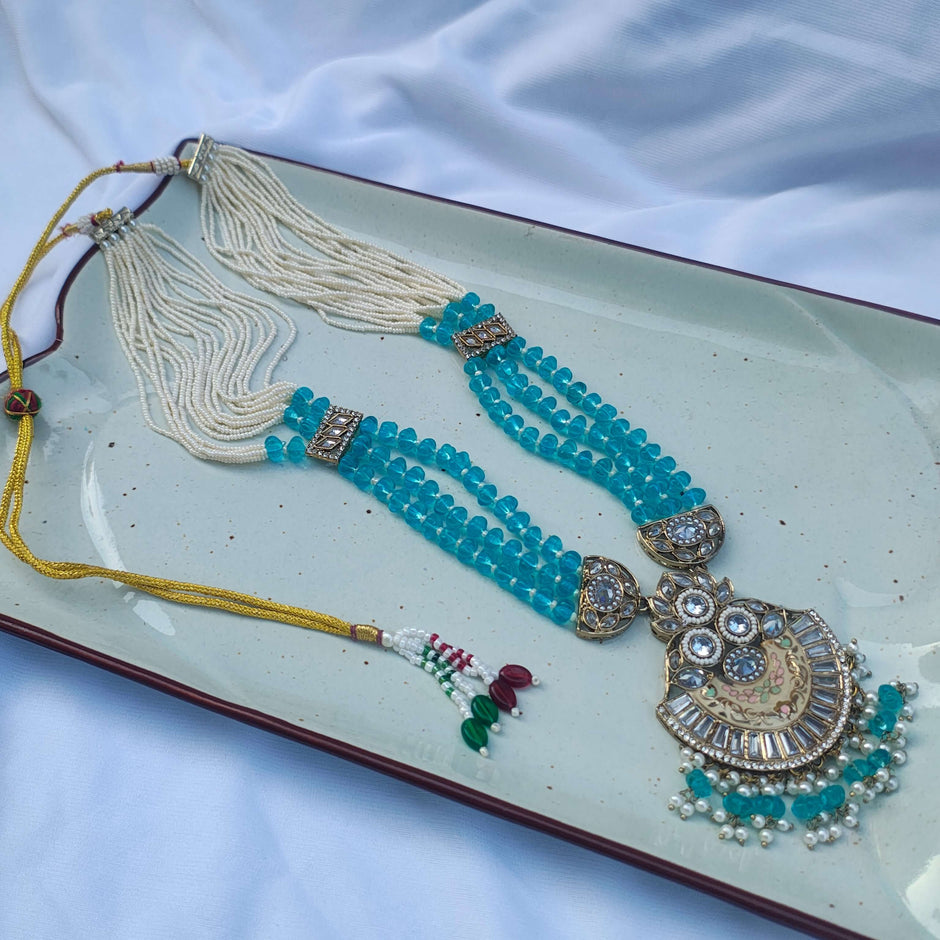 Parinita Pearl and Polki Long Necklace Set