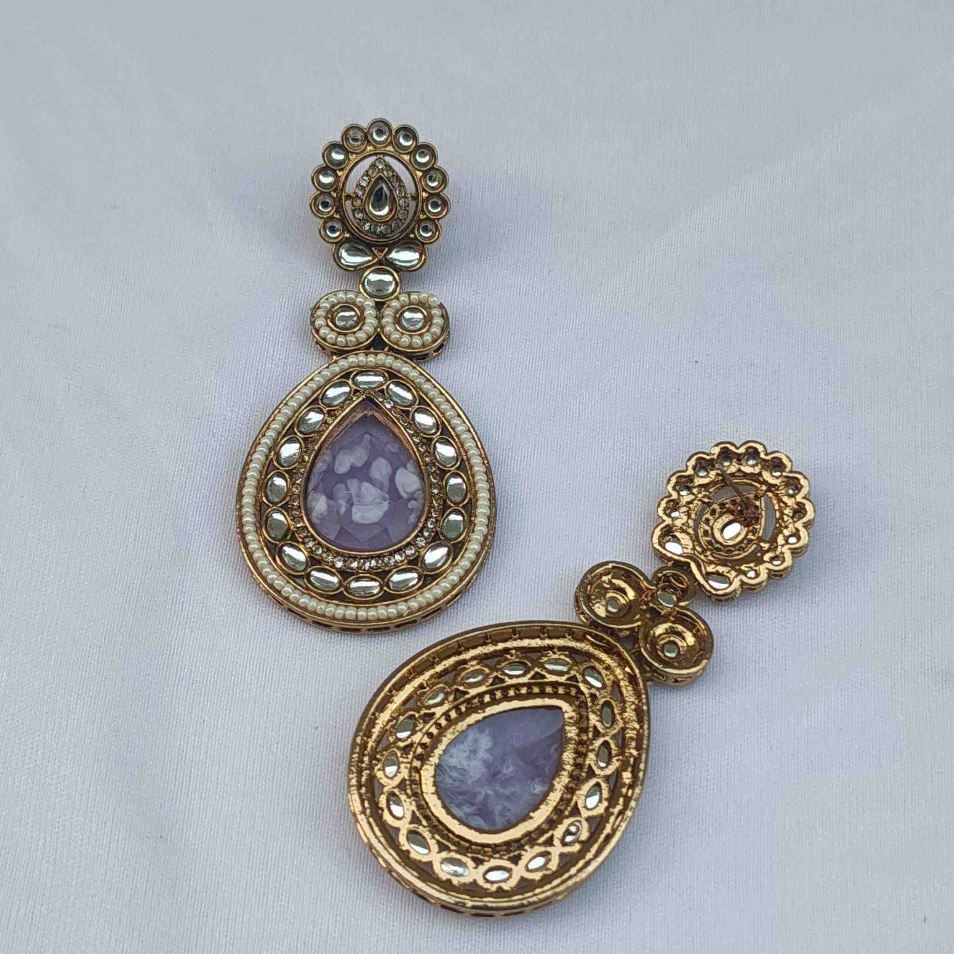 Aashna Polki Earrings - Purple